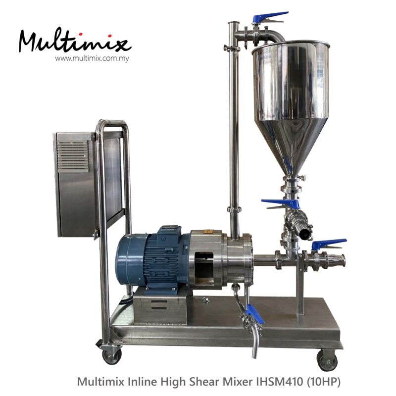 Multimix Inline Mixer IHSM410 with SS mobile trolley, 25L hopper and panel control